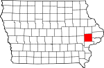 State map highlighting Cedar County