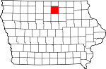 State map highlighting Cerro Gordo County