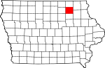State map highlighting Chickasaw County