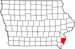 State map highlighting Des Moines County