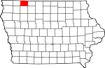 State map highlighting Dickinson County