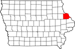 State map highlighting Dubuque County