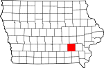 State map highlighting Keokuk County