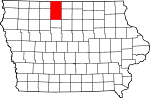 State map highlighting Kossuth County