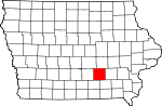 State map highlighting Mahaska County