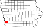 State map highlighting Mills County