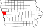 State map highlighting Monona County