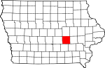 State map highlighting Poweshiek County