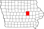 State map highlighting Tama County