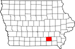 State map highlighting Wapello County