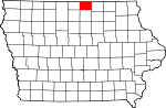 State map highlighting Worth County