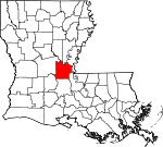 State map highlighting Avoyelles Parish