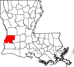 State map highlighting Beauregard Parish