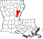 State map highlighting Catahoula Parish