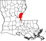 State map highlighting Concordia Parish