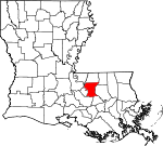 State map highlighting East Baton Rouge Parish