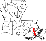 State map highlighting Jefferson Parish