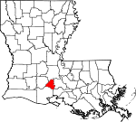 State map highlighting Lafayette Parish