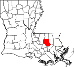 State map highlighting Livingston Parish
