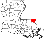 State map highlighting Washington Parish