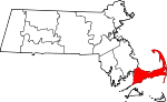 State map highlighting Barnstable County