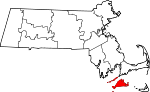 State map highlighting Dukes County