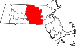 State map highlighting Worcester County