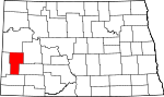 State map highlighting Billings County