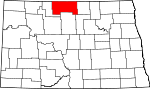 State map highlighting Bottineau County