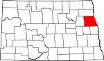 State map highlighting Grand Forks County