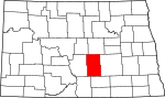 State map highlighting Kidder County