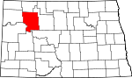 State map highlighting Mountrail County