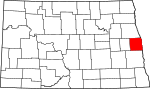 State map highlighting Traill County