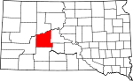 State map highlighting Haakon County