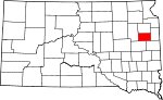 State map highlighting Hamlin County