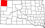 State map highlighting Harding County