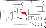 State map highlighting Hughes County