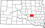 State map highlighting Jerauld County