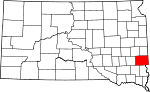 State map highlighting Minnehaha County