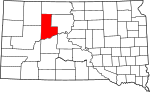 State map highlighting Ziebach County