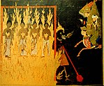 Muhammeds rejse til det hinsides; Elementerne af terror og frygt "som kom sammen i det gamle Israel" (i Ge-Ben Hinnom, de børn, der blev brændt og ofret til Molek (Jeremias 32:35)), optræder på samme måde (Molek-Malik) i Jahannam i Koranen (43:77). (Miniature, 15. århundrede)  