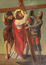 Jésus aidé par Simon de Cyrène, représentation brésilienne du XIXe siècle