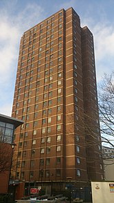 Torre Stafford, antes de su demolición, enero de 2014.  