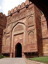 Gate of the Red Fort in Agra, capital of the Mughal Empire in the 16th and 17th century