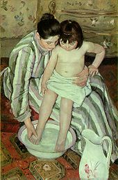 Mary Cassatt, Il bagno del bambino (The Bath). 1893, olio su tela