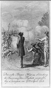 Battle of Lexington: British troops fire on the American militias