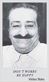 "Don't worry, be happy" card by Meher Baba from 1966.