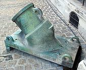 Un mortier de coastă Gribeauval de 12 pouces, cu camera în formă de pară. Această formă a contribuit la putere și autonomie, 1806, Toulon.