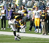 Ward laver en fangst mod rivalerne fra Baltimore Ravens i 2006.