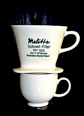 Ceramic coffee filter holder from the 1930s